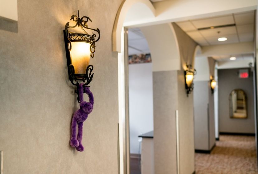 Hallway leading to pediatric dentistry treatment rooms